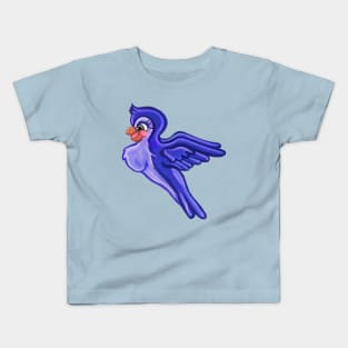 Flying Indigo Cartoon Bird Kids T-Shirt